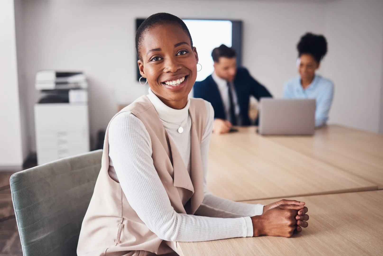 Team working in a bright office
